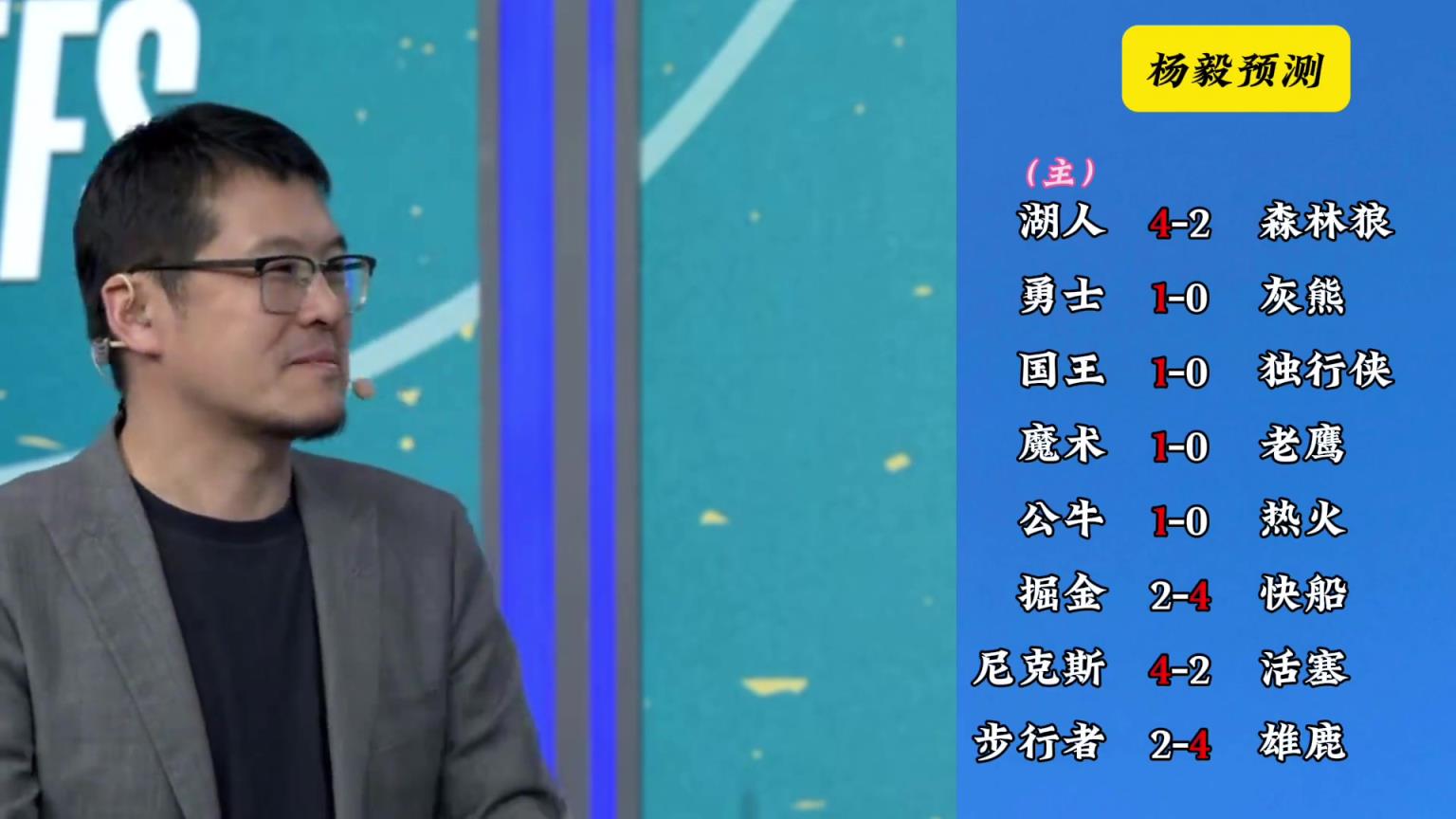 明燈來(lái)了！看看楊毅的季后賽預(yù)測(cè)：湖人4-2狼 快船4-2掘金